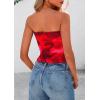 image:imagePRETTYGARDEN Womens Mesh Floral Strapless Bandeau Crop TopRed