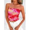 image:imagePRETTYGARDEN Womens Mesh Floral Strapless Bandeau Crop TopRose Red