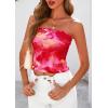 image:imagePRETTYGARDEN Womens Mesh Floral Strapless Bandeau Crop TopRose Red