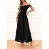 image:imagePRETTYGARDEN Womens Off Shoulder Maxi Summer Dresses 2026 Elegant Mesh Aline Swing Ruched Flowy Cocktail Wedding Guest DressBlack