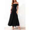image:imagePRETTYGARDEN Womens Off Shoulder Maxi Summer Dresses 2026 Elegant Mesh Aline Swing Ruched Flowy Cocktail Wedding Guest DressBlack