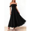 image:imagePRETTYGARDEN Womens Off Shoulder Maxi Summer Dresses 2026 Elegant Mesh Aline Swing Ruched Flowy Cocktail Wedding Guest DressBlack