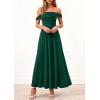image:imagePRETTYGARDEN Womens Off Shoulder Maxi Summer Dresses 2026 Elegant Mesh Aline Swing Ruched Flowy Cocktail Wedding Guest DressDark Green