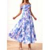 image:imagePRETTYGARDEN Womens Off Shoulder Maxi Summer Dresses 2026 Elegant Mesh Aline Swing Ruched Flowy Cocktail Wedding Guest DressFloral Blue Pink