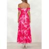 image:imagePRETTYGARDEN Womens Off Shoulder Maxi Summer Dresses 2026 Elegant Mesh Aline Swing Ruched Flowy Cocktail Wedding Guest DressFloral Rose Red