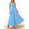 image:imagePRETTYGARDEN Womens Off Shoulder Maxi Summer Dresses 2026 Elegant Mesh Aline Swing Ruched Flowy Cocktail Wedding Guest DressLight Blue