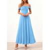 image:imagePRETTYGARDEN Womens Off Shoulder Maxi Summer Dresses 2026 Elegant Mesh Aline Swing Ruched Flowy Cocktail Wedding Guest DressLight Blue