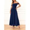 image:imagePRETTYGARDEN Womens Off Shoulder Maxi Summer Dresses 2026 Elegant Mesh Aline Swing Ruched Flowy Cocktail Wedding Guest DressNavy