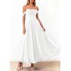 image:imagePRETTYGARDEN Womens Off Shoulder Maxi Summer Dresses 2026 Elegant Mesh Aline Swing Ruched Flowy Cocktail Wedding Guest DressWhite