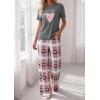 image:imagePRETTYGARDEN Womens Pajama Sets 2 Piece Lounge PJ Set 2026 Summer Soft Sleepwear Short Sleeve Top Loose Pants Spring OutfitsDusty Pink