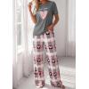 image:imagePRETTYGARDEN Womens Pajama Sets 2 Piece Lounge PJ Set 2026 Summer Soft Sleepwear Short Sleeve Top Loose Pants Spring OutfitsDusty Pink
