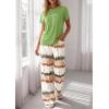 image:imagePRETTYGARDEN Womens Pajama Sets 2 Piece Lounge PJ Set 2026 Summer Soft Sleepwear Short Sleeve Top Loose Pants Spring OutfitsGreen