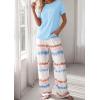 image:imagePRETTYGARDEN Womens Pajama Sets 2 Piece Lounge PJ Set 2026 Summer Soft Sleepwear Short Sleeve Top Loose Pants Spring OutfitsLight Blue