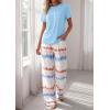 image:imagePRETTYGARDEN Womens Pajama Sets 2 Piece Lounge PJ Set 2026 Summer Soft Sleepwear Short Sleeve Top Loose Pants Spring OutfitsLight Blue