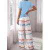 image:imagePRETTYGARDEN Womens Pajama Sets 2 Piece Lounge PJ Set 2026 Summer Soft Sleepwear Short Sleeve Top Loose Pants Spring OutfitsLight Blue