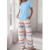 image:imagePRETTYGARDEN Womens Pajama Sets 2 Piece Lounge PJ Set 2026 Summer Soft Sleepwear Short Sleeve Top Loose Pants Spring OutfitsLight Blue