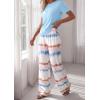 image:imagePRETTYGARDEN Womens Pajama Sets 2 Piece Lounge PJ Set 2026 Summer Soft Sleepwear Short Sleeve Top Loose Pants Spring OutfitsLight Blue