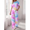image:imagePRETTYGARDEN Womens Pajama Sets 2 Piece Lounge PJ Set 2026 Summer Soft Sleepwear Short Sleeve Top Loose Pants Spring OutfitsMulticolor