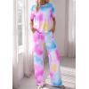 image:imagePRETTYGARDEN Womens Pajama Sets 2 Piece Lounge PJ Set 2026 Summer Soft Sleepwear Short Sleeve Top Loose Pants Spring OutfitsMulticolor