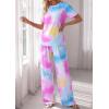 image:imagePRETTYGARDEN Womens Pajama Sets 2 Piece Lounge PJ Set 2026 Summer Soft Sleepwear Short Sleeve Top Loose Pants Spring OutfitsMulticolor