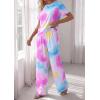 image:imagePRETTYGARDEN Womens Pajama Sets 2 Piece Lounge PJ Set 2026 Summer Soft Sleepwear Short Sleeve Top Loose Pants Spring OutfitsMulticolor