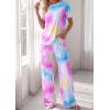 image:imagePRETTYGARDEN Womens Pajama Sets 2 Piece Lounge PJ Set 2026 Summer Soft Sleepwear Short Sleeve Top Loose Pants Spring OutfitsMulticolor
