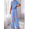 image:imagePRETTYGARDEN Womens Pajama Sets 2 Piece Lounge PJ Set 2026 Summer Soft Sleepwear Short Sleeve Top Loose Pants Spring OutfitsMulticolor Leopard