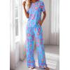 image:imagePRETTYGARDEN Womens Pajama Sets 2 Piece Lounge PJ Set 2026 Summer Soft Sleepwear Short Sleeve Top Loose Pants Spring OutfitsMulticolor Leopard