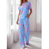 image:imagePRETTYGARDEN Womens Pajama Sets 2 Piece Lounge PJ Set 2026 Summer Soft Sleepwear Short Sleeve Top Loose Pants Spring OutfitsMulticolor Leopard