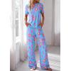 image:imagePRETTYGARDEN Womens Pajama Sets 2 Piece Lounge PJ Set 2026 Summer Soft Sleepwear Short Sleeve Top Loose Pants Spring OutfitsMulticolor Leopard