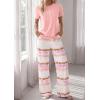 image:imagePRETTYGARDEN Womens Pajama Sets 2 Piece Lounge PJ Set 2026 Summer Soft Sleepwear Short Sleeve Top Loose Pants Spring OutfitsPink