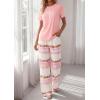 image:imagePRETTYGARDEN Womens Pajama Sets 2 Piece Lounge PJ Set 2026 Summer Soft Sleepwear Short Sleeve Top Loose Pants Spring OutfitsPink