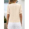 image:imagePRETTYGARDEN Womens Puff Short Sleeve Tops 2026 Summer Spring Button Down Boho Embroidered Cute Blouse Dressy Casual ShirtsApricot
