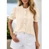 image:imagePRETTYGARDEN Womens Puff Short Sleeve Tops 2026 Summer Spring Button Down Boho Embroidered Cute Blouse Dressy Casual ShirtsApricot