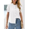 image:imagePRETTYGARDEN Womens Puff Short Sleeve Tops 2026 Summer Spring Button Down Boho Embroidered Cute Blouse Dressy Casual ShirtsWhite