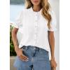 image:imagePRETTYGARDEN Womens Puff Short Sleeve Tops 2026 Summer Spring Button Down Boho Embroidered Cute Blouse Dressy Casual ShirtsWhite