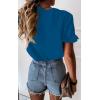 image:imagePRETTYGARDEN Womens Short Sleeve Casual T Shirts Summer Ruffle Plain Round Neck Loose Fit Tee Blouse TopsRoyal Blue