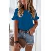 image:imagePRETTYGARDEN Womens Short Sleeve Casual T Shirts Summer Ruffle Plain Round Neck Loose Fit Tee Blouse TopsRoyal Blue