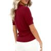 image:imagePRETTYGARDEN Womens Short Sleeve Sweater 2026 Spring Polo Shirts Ribbed Knit V Neck Business Casual Tops Summer Work ClothesBurgundy