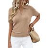 image:imagePRETTYGARDEN Womens Short Sleeve Sweater 2026 Spring Polo Shirts Ribbed Knit V Neck Business Casual Tops Summer Work ClothesKhaki