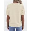 image:imagePRETTYGARDEN Womens Short Sleeve Sweater V Neck Trendy Pullover Tops 2026 Summer Spring Loose Lightweight Casual BlouseBeige