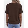 image:imagePRETTYGARDEN Womens Short Sleeve Sweater V Neck Trendy Pullover Tops 2026 Summer Spring Loose Lightweight Casual BlouseBrown