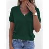 image:imagePRETTYGARDEN Womens Short Sleeve Sweater V Neck Trendy Pullover Tops 2026 Summer Spring Loose Lightweight Casual BlouseDark Green