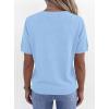 image:imagePRETTYGARDEN Womens Short Sleeve Sweater V Neck Trendy Pullover Tops 2026 Summer Spring Loose Lightweight Casual BlouseLight Blue