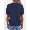 image:imagePRETTYGARDEN Womens Short Sleeve Sweater V Neck Trendy Pullover Tops 2026 Summer Spring Loose Lightweight Casual BlouseNavy Blue