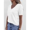 image:imagePRETTYGARDEN Womens Short Sleeve Sweater V Neck Trendy Pullover Tops 2026 Summer Spring Loose Lightweight Casual BlouseWhite