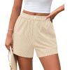 image:imagePRETTYGARDEN Womens Striped Boxer Shorts Summer 2026 Trendy Casual Elastic Waist Lounge Sleep Pajama Bottoms Beach ShortsStriped Apricot White