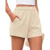 image:imagePRETTYGARDEN Womens Striped Boxer Shorts Summer 2026 Trendy Casual Elastic Waist Lounge Sleep Pajama Bottoms Beach ShortsStriped Apricot White