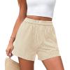 image:imagePRETTYGARDEN Womens Striped Boxer Shorts Summer 2026 Trendy Casual Elastic Waist Lounge Sleep Pajama Bottoms Beach ShortsStriped Apricot White