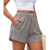 image:imagePRETTYGARDEN Womens Striped Boxer Shorts Summer 2026 Trendy Casual Elastic Waist Lounge Sleep Pajama Bottoms Beach ShortsStriped Black White